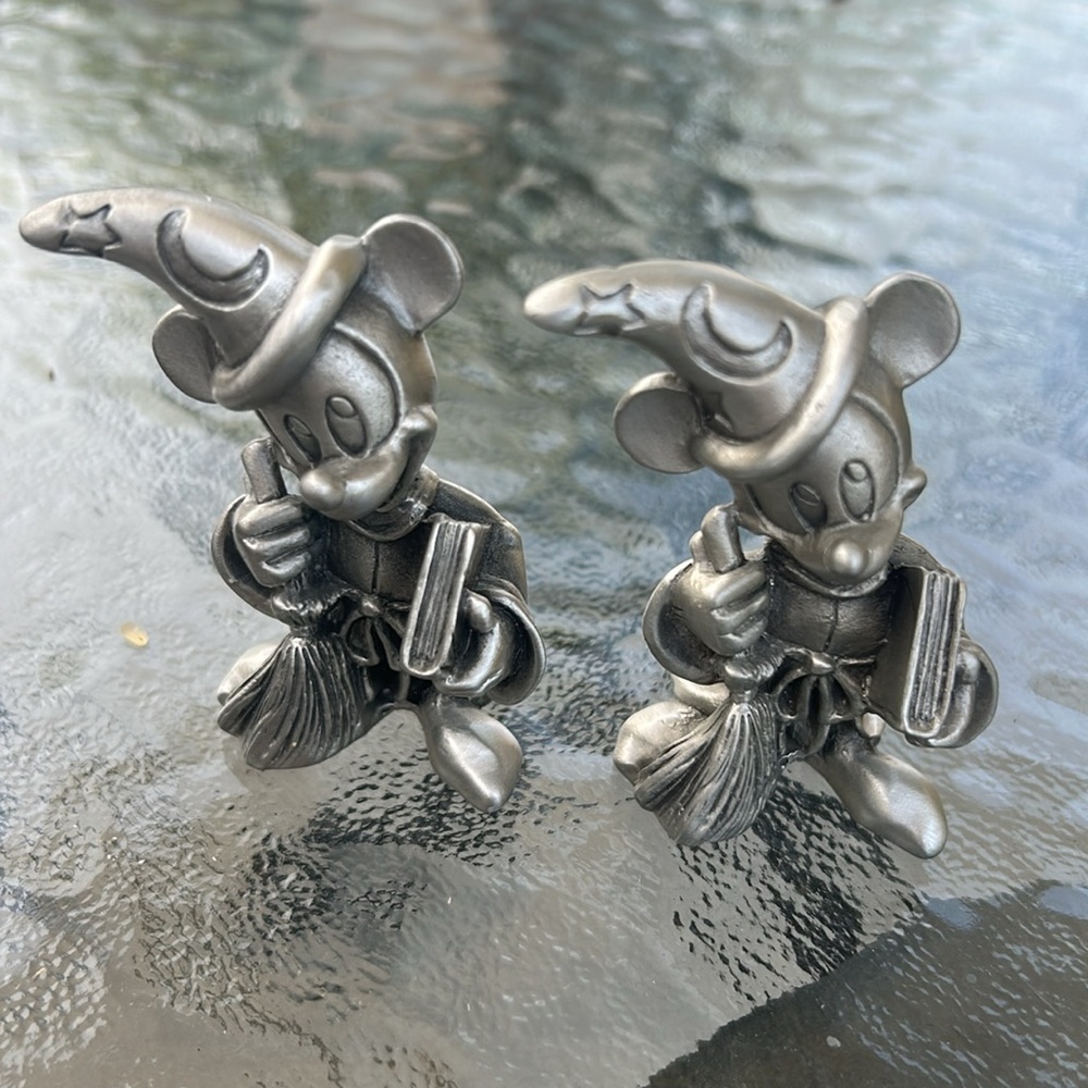 2 Hudson USA Fine Pewter Mickey Mouse #3864 Sorcerer's Apprentice Walt Disney 3”